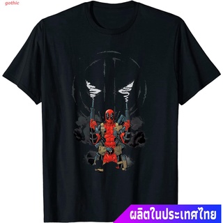 เสื้อยืดกีฬา Marvel Deadpool Symbol Weapons Blazing T-Shirt Mens Womens T-shirts