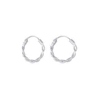 SILVER THAI 12mm Sterling silver twisted hoop earrings ต่างหู925ขนาด 12 มิล แบบห่วงเป็นเกลียว