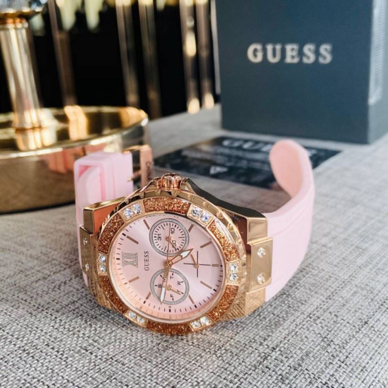 Guess Women's Rose Gold Tone Pink Multifunction Watch