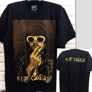 เสื้อยืดสําหรับผู้ชาย♤R.Nirvana Kurt Cobain สีน้ําตาล พิมพ์ลายเสื้อยืดร็อคสีดํา/ เสื้อผ้า/เสื้อ kW*