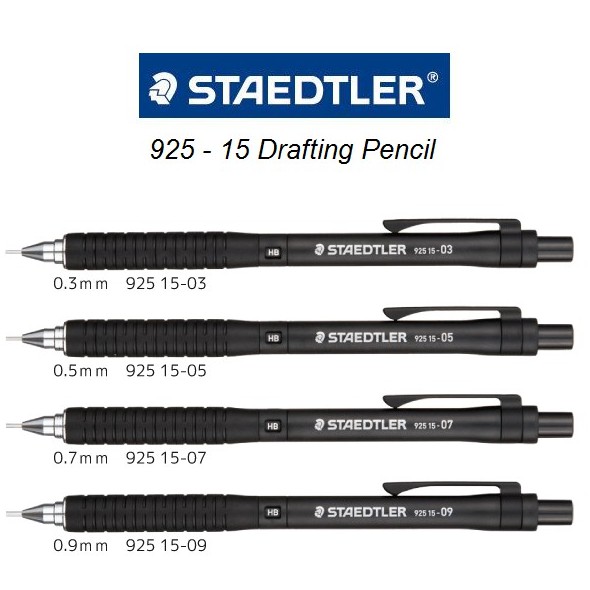 Staedtler 925-15 Drafting ดินสอกดพลาสติกน้ําหนักเบา (0.3, 0.5, 0.7, 0.9)