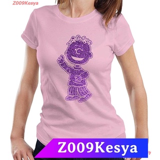 Z009Kesya เสื้อยืดสีพื้นคอกลม Peanuts Franklin Armstrong Glitter Womens T-Shirt sale  Peanuts