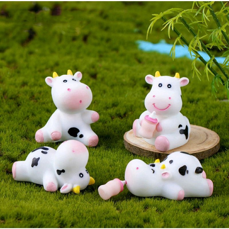 (พร้อมส่งในไทย) ตุ๊กตาตัวจิ๋ว แต่งสวน แต่งบ้าน แต่งเค้ก ชุดน้องวัว