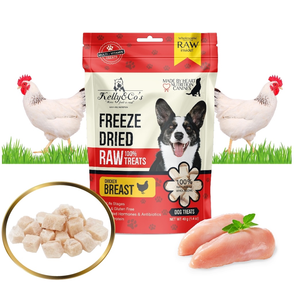 เคลลี่แอนด์โค ขนมสุนัข ซิงเกิ้ลทรีทส์ ขนมฟรีซดราย อกไก่  (Freeze-dried Chicken Breast) 40 g.