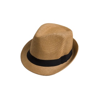 Fedora หมวกคาวบอย หมวกเฟโดร่า สีน้ําตาลเข้ม ราวกุญแจมือ