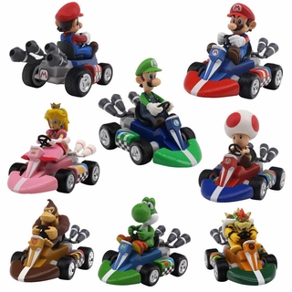 ฟิกเกอร์ Super Mario Kart Pull Back Car Luigi Toad Bow Princess ขนาดสูงสุด 12 ซม. ของเล่นสําหรับเด็ก