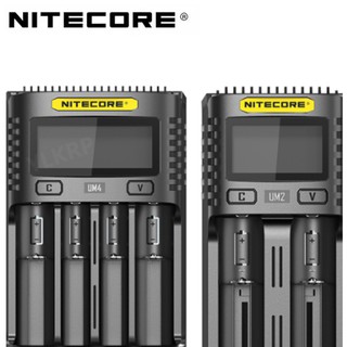 Nitecore UM4 UM2 USB QC ที่ชาร์จแบตเตอรี่ วงจรอัจฉริยะ ประกันทั่วโลก li-ion AA AAA 18650 21700 26650