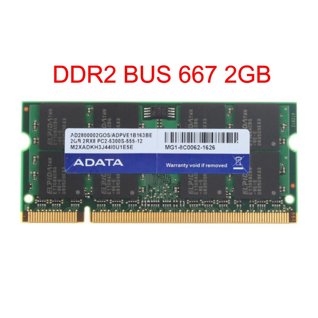 [ลด80.- โค้ด PIMT124]RAM DDR2 NB Adata 2GB ส่งไว PC2-5300S DDR2 667Mhz RAM Memory Laptop SODIMM Non-ECC  แรมโน้ตบุ้ค