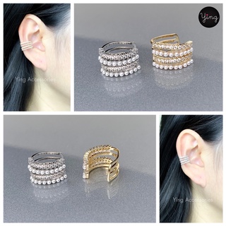 ส่งไว🧡Ear Cuff งานเพชร&amp;มุก สไตล์เกาหลี แบบเกี่ยว/หนีบ (1 ชิ้น)