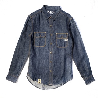 SH002 (SHIRT) เสื้อเชิ้ต แขนยาว Mens Shirt GS CHAMBRAY2 #(06) (Gasoline &amp; Garage) ปั๊มน้ำมันแก๊สโซลีน