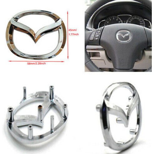 วัดก่อน โลโก้พวงมาลัย อะไหล่เดิม มาสด้า มีขา 5.8 * 4.5 , 6.5 * 5.3 cm Steering Wheel  Logo Emblem Fo