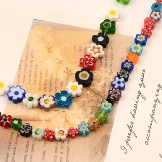 5mm/8mm Colorful Flower Patterns Millefiori Glass Beads Lampwork Beads For Jewelry Making Handmade Bracelet DIY Accessories