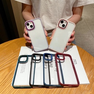 เคสใสขอบสี สำหรับ  iPhone 14 14 plus 14 pro 14 pro max  13  pro max 13 pro 13  นูนกันกล้อง