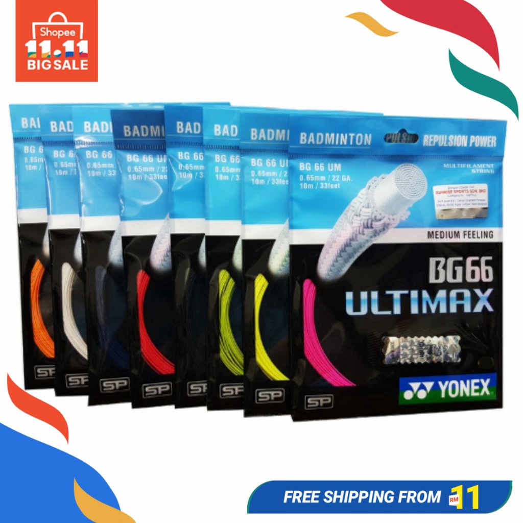 【พร้อมส่ง】Yonex Bg66 Ultimax Badminton String Tali Raket Badminton Ultimax Yonex String BG66 ยืดหยุ่