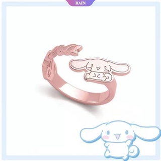 สร้อยคอ จี้แหวนเปิด รูปการ์ตูนอนิเมะ Sanrio Cinnamoroll Story Kuromi Melody น่ารัก สีโรสโกลด์ สามารถปรับได้ เหมาะกับของขวัญปาร์ตี้ แฟชั่นคู่รัก สําหรับผู้หญิง