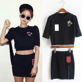 (สินค้าพร้อมส่งค่ะ) ชุดแฟชั่น Sport set เกาหลี เสื้อคอกลม