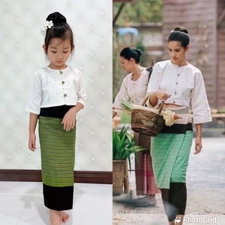ชุดพื้นเมืองเด็ก ชุดฝ้ายพื้นเมืองเด็ก ชุดกาสะลอง ชุดสาวล้านนา [ราคาไม่รวมเครื่องประดับ]