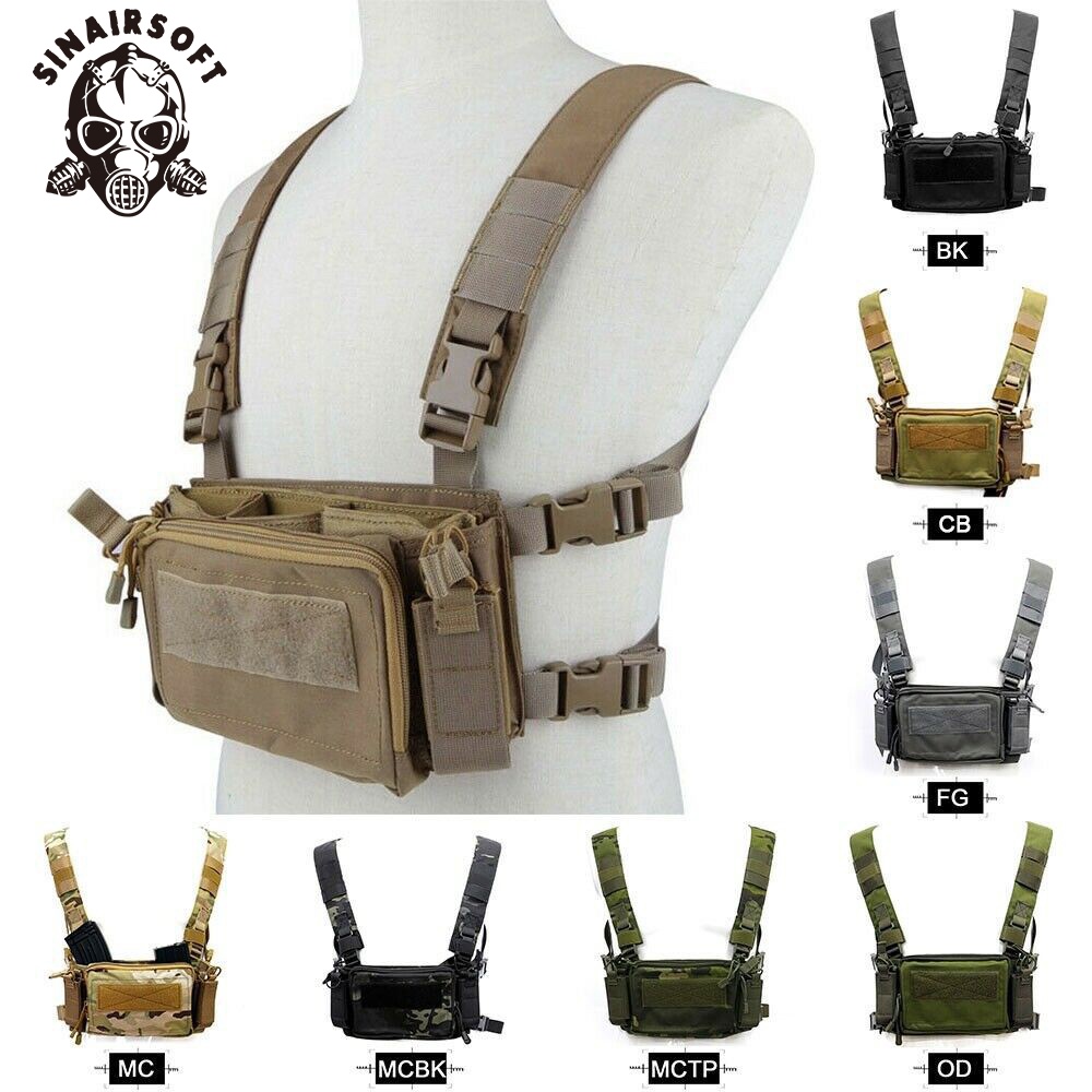 Sinairsoft เสื้อกั๊กต่อสู้ยุทธวิธี Modular Chest Rig Bag w/ Mag Pouch เสื้อกั๊กน้ําหนักเบา