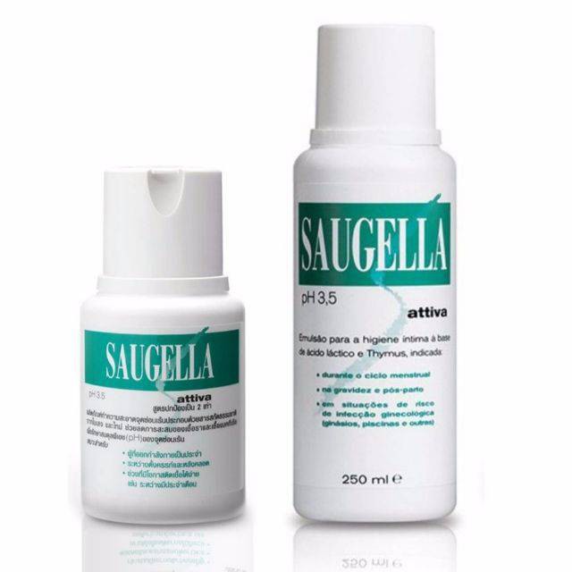 [ตกขาว/คัน] Saugella Attiva pH 3.5 100 ml./250ml. ซอลเจลล่า แอ็ทติว่า สูตรปกป้องเป็น 2 เท่า สบู่