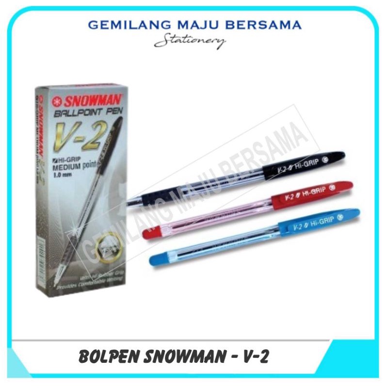 [ WHOLESALE BUY > 3 > 6 LSN ] Ball Pen / ปากกาลูกลื่น / ปากกา Snowman V-2 (PRICE PER LSN = 12 ชิ้น)