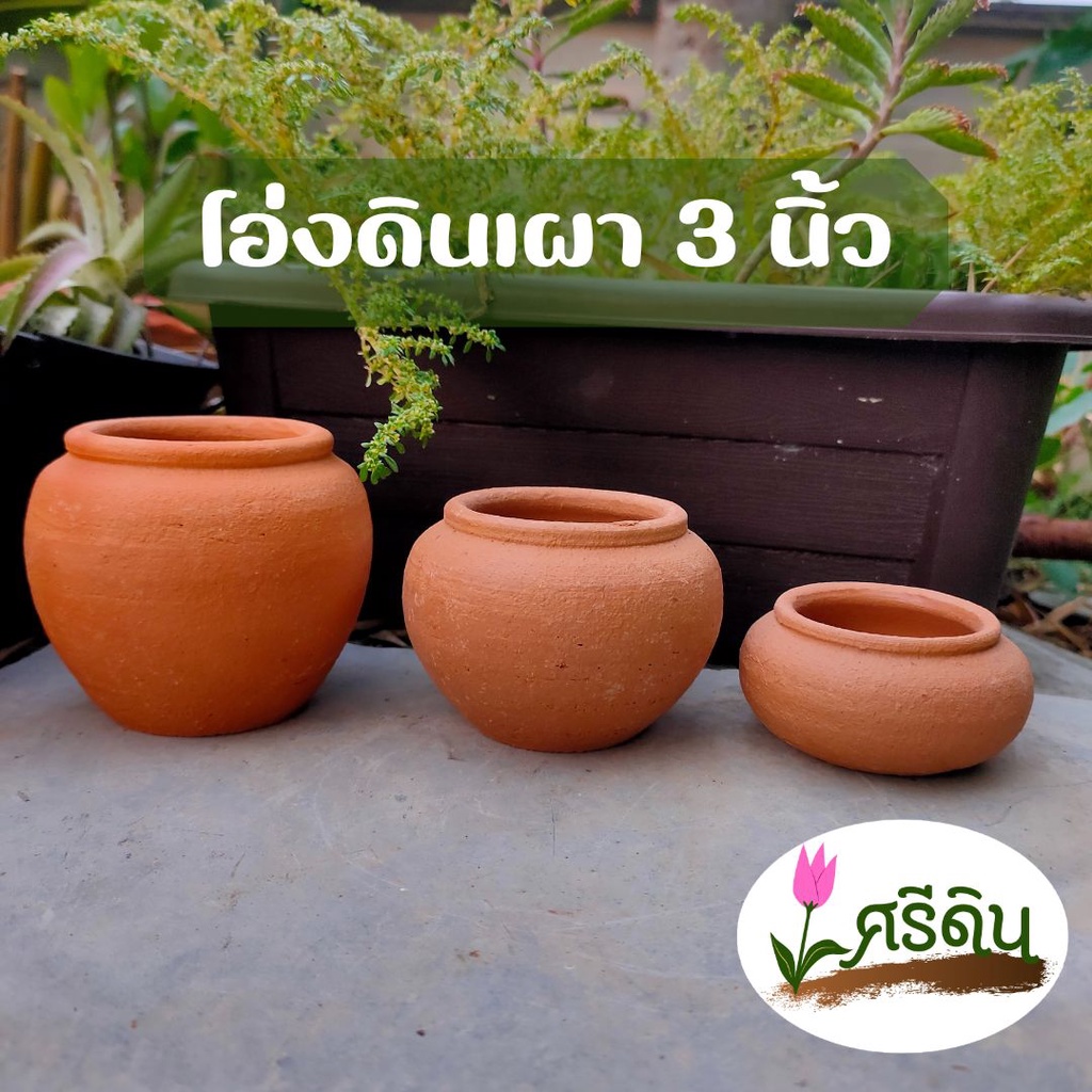 โอ่งดินเผา 3 นิ้ว ขนาดเล็ก โอ่งตกแต่ง โอ่งใส่ของ โอ่งใส่น้ำ โอ่งปลูกต้นไม้