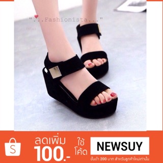 🔥ฮิตสุดๆ🔥[Codeลด100:BAFJ] 🚨 รองเท้าส้นตึก แฟชั่น เกาหลี วินเทจ luxyry nubuck wedge korea style พร้อมส่ง!