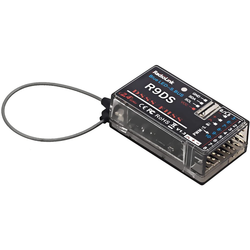 รีซีฟ Radiolink R9DS 2.4GHz RC Receiver 9/10CH ใช้กับ AT9/AT9S/AT10II/AT10 SBUS/PWM Signal Long Rang
