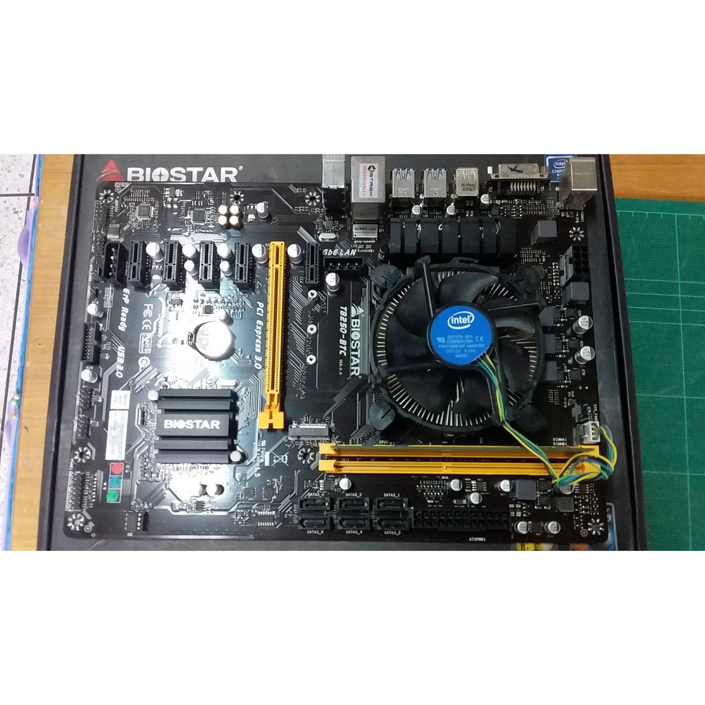 BIOSTAR (TB 250) TB250 (6 GPU) + CPU G4400 + RAM 4gb (ไม่มีกล่อง)