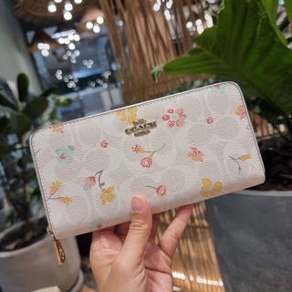 ส่งฟรี 🔥 กระเป๋าสตางค์ Coach แท้💯 ใบยาว สีขาว ลวดลาย น่ารัก ผู้หญิง กระเป๋าเงิน