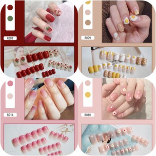 R001-R020 พร้อมส่ง เล็บปลอม กล่องละ 24 ชิ้น เล็บปลอมสำเร็จรูป อุปกรณ์ทำเล็บ ถูกสุด