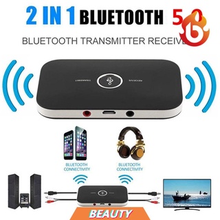 BEAUTY 2in1 For PC TV Headphones Wireless Adapter Music Transmitter Receiver Bluetooth 5.0 RCA 3.5mm AUX Jack USB Dongle Home Stereo For Car Audio