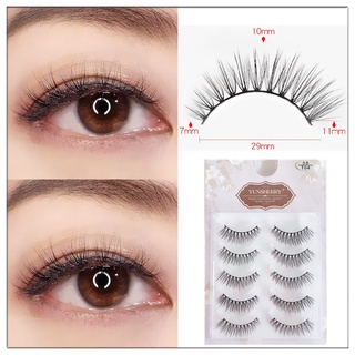 3DT04#  5 คู่ธรรมชาติแต่งหน้าตาทุกวัน Faux เลียนแบบขนมิงค์ขนตาปลอมนุ่มปุย Wispy Lashes