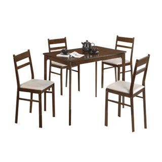 [ลดอีก400โค้ดSHPHOMEW415HLA] ชุดโต๊ะอาหาร 4 ที่นั่ง ไม้จริงทั้งชุด เก้าอี้เบาะหนัง จัดส่งเป็น Pack(ลูกค้าประกอบเอง)