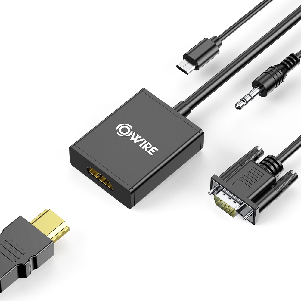 OWIRE 1920*1080P 60HZ ตัวแปลง HDMI to VGA with 3.5mm Audio Line Out Converter OWIRE for Notebook Pro