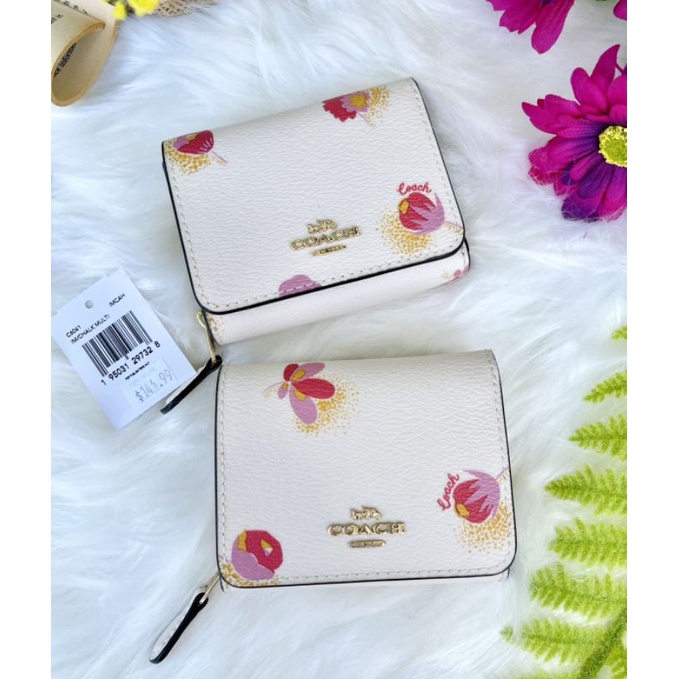 SMALL TRIFOLD WALLET WITH POP FLORAL PRINT(COACH C6041)