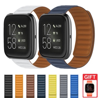 สายนาฬิกาข้อมือซิลิโคน แบบแม่เหล็ก สําหรับ Fitbit Versa 3 2 Lite Sense