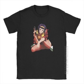 T-shirt  เสื้อยืดลําลอง ผ้าฝ้าย แขนสั้น พิมพ์ลายอนิเมะ Bebop space Spike Jet Faye คุณภาพสูง สําหรับผู้ชายS-5XL