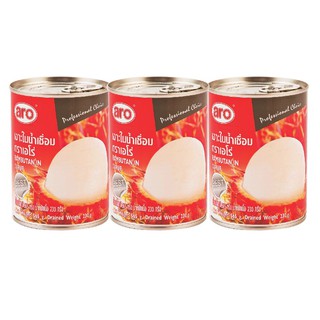 เอโร่ เงาะในน้ำเชื่อม 565 กรัม x 3 กระป๋อง Rambutan in syrup 565 grams x 3 cans