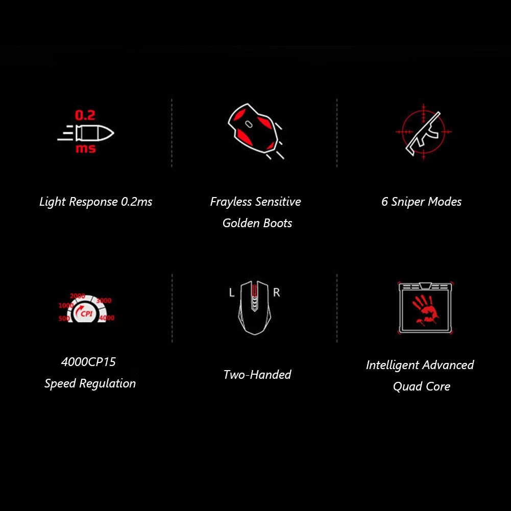 A4Tech Bloody A70 LK Optical Micro-motion Gaming Mouse 4000dpi Wired Mouse