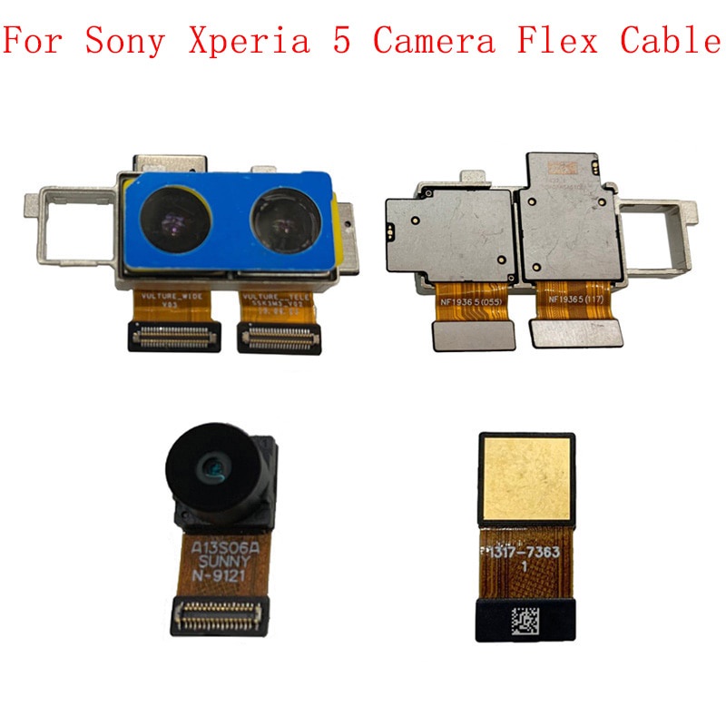 ด้านหลังหลักด้านหน้ากล้อง Flex Cable สําหรับ Sony Xperia 5 J8210 J8270 J9210 กลับขนาดใหญ่กล้องขนาดเล