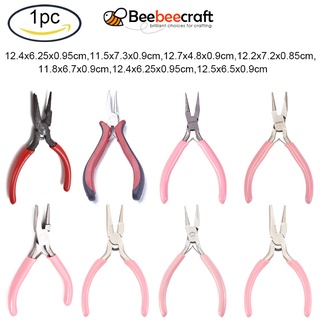 Beebeecraft คีมปากแบน ทรงกลม ขนาดเล็ก 125x65x9 มม. สีชมพู สําหรับทําเครื่องประดับ DIY 1 ชิ้น