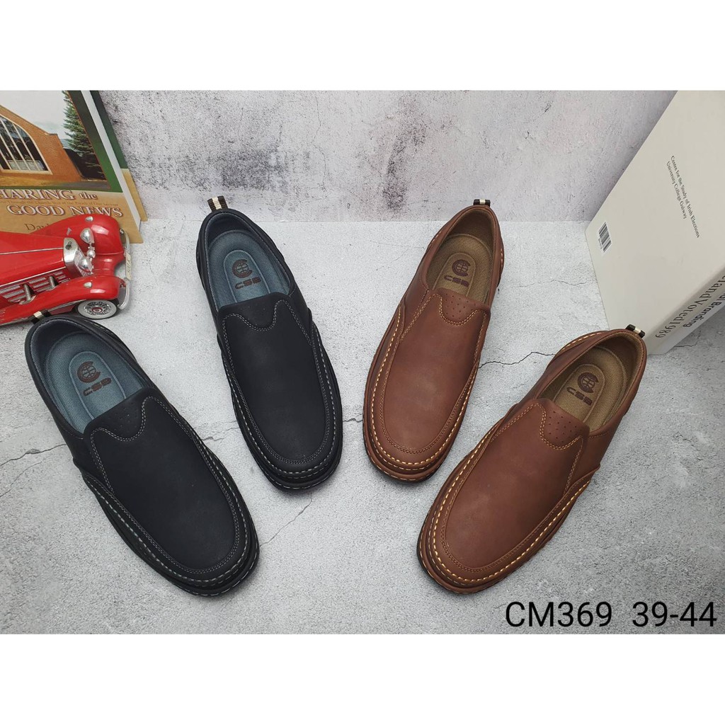 CM369รองเท้าผู้ชายลำลองแบบสวมหนังพียูหนังด้านมี3สีดำน้ำตาลแทน