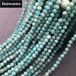 Amazonite Beads กปัด 2/3/4 มิลลิเมตรหินหลวมธรรมชาติตัดส่องแสงอัญมณี DIY เหลี่ยมเพชรพลอย