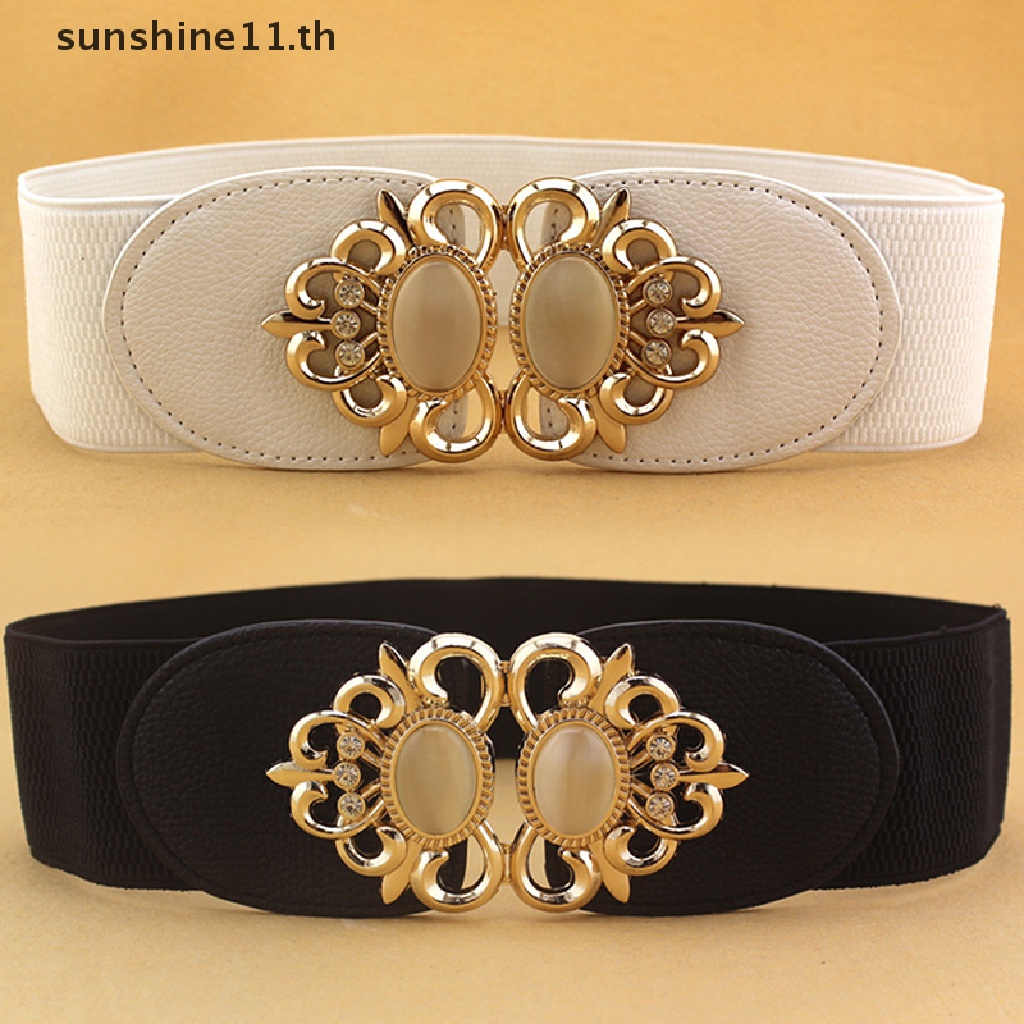 【SSEN】แฟชั ่ นผู ้ หญิง Retro Elastic Stretchy Dress N เข ็ มขัดเอวชุดอุปกรณ ์ เสริม