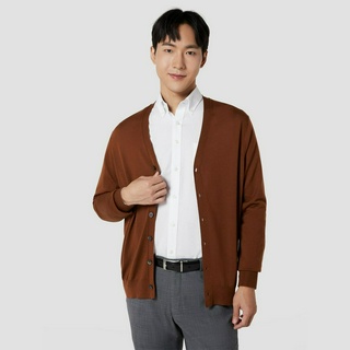 SUIT SELECT Wool Cardigan (Brown)