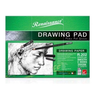 กระดาษ 100 ปอนด์ ร้อยปอนด์ R202  ขนาด 275×375 มม. Renaissance เรนาซองส์ กระดาษวาดเขียน  เนื้อเรียบทั้ง 2 ด้าน 200 แกรม