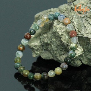 หินมอสอาเกต หินหยก 5 สี ขนาด 6 มิล Moss Agate กำไลหินมงคล หินแห่งความมั่งคั่ง กำไลหิน หินสี หินสีเขียว by.ออมทอง