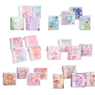 Sup สมุดโน้ต กระดาษโน้ต แบบสันเกลียว ขนาดเล็ก กันหมึกซึม 96 แผ่น เครื่องเขียน สําหรับเด็ก 4 ชุด