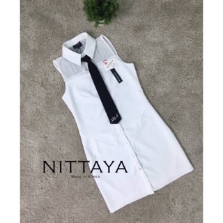 เดรสสั้นไทด์ น่ารัก งาน nittaya size S อก 32-33 งานทรงตรง สะโพกไม่เกิน 36