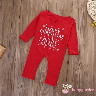 Babygarden - Fashion ชุดรอมเปอร์แขนยาวคริสมาสต์สีแดงสําหรับเด็ก